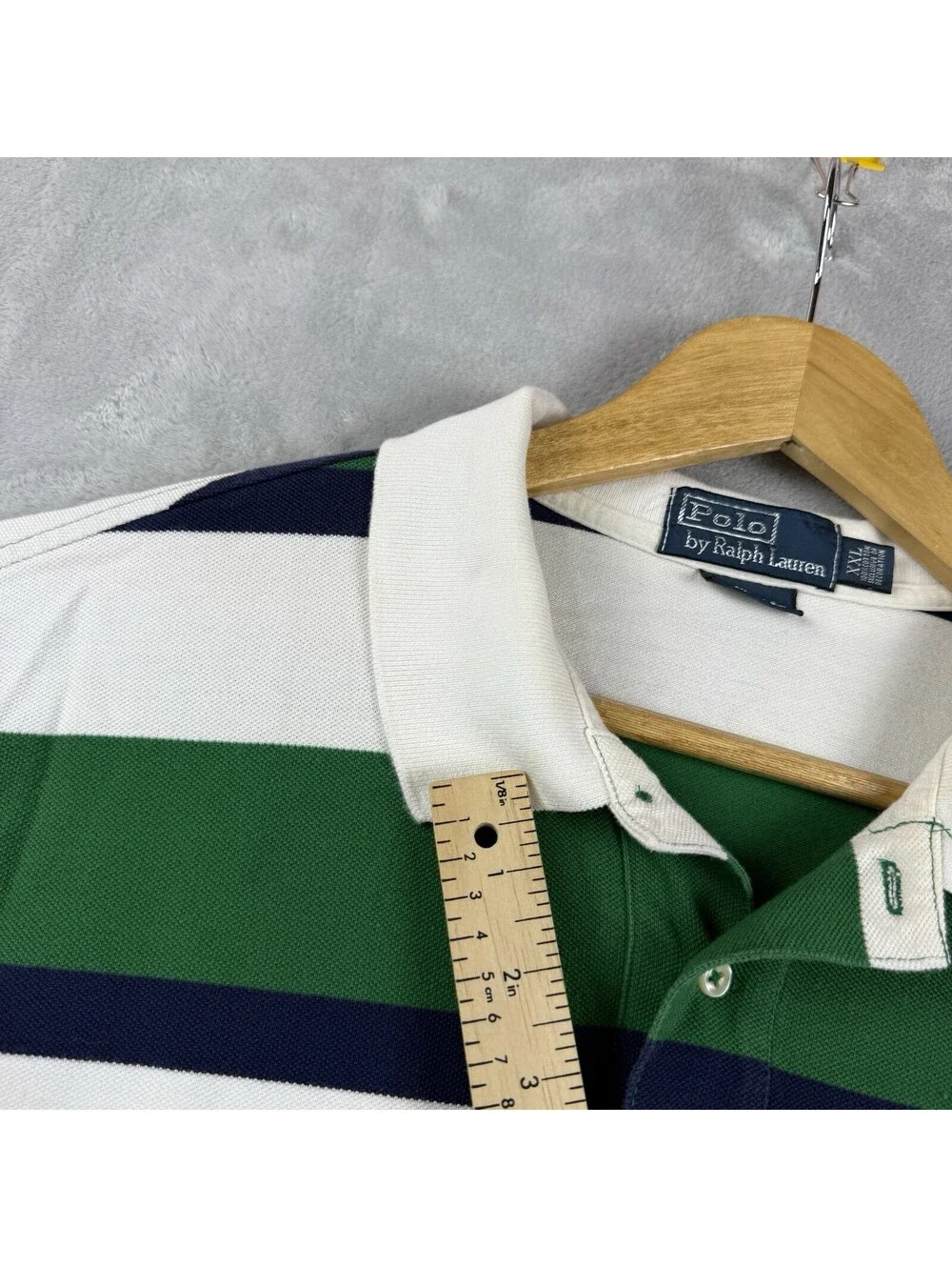 Polo Ralph Lauren Custom Fit Green Navy Stripe Short Sleeve Polo Shirt Men’s XXL